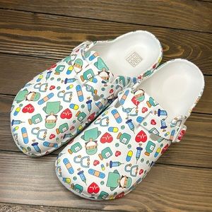 Medical print slip on shoes